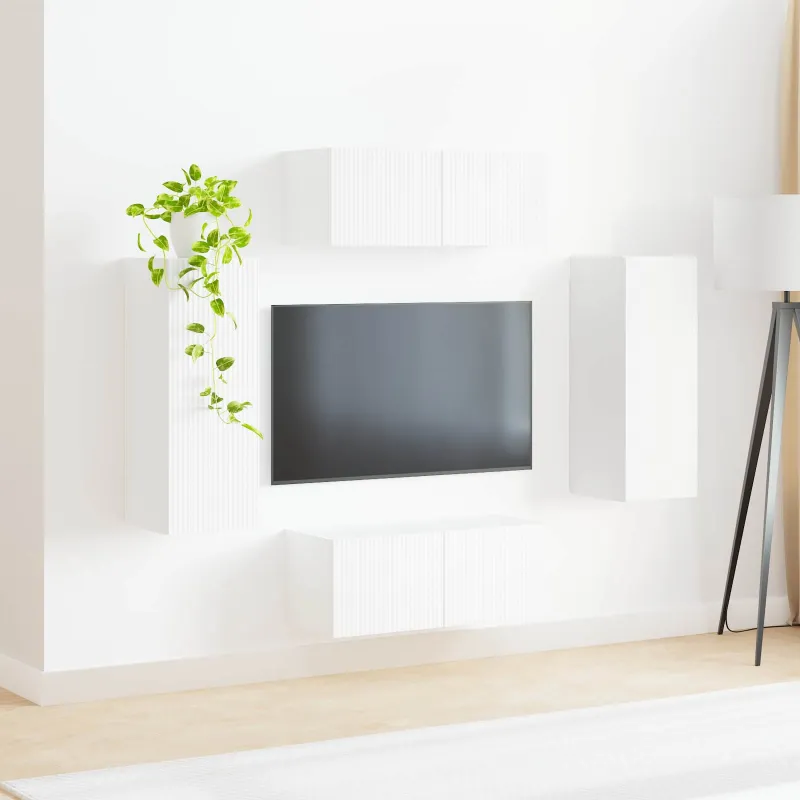 TV sieninio kabineto komplektas 4 pcs Balta Apdirbta mediena