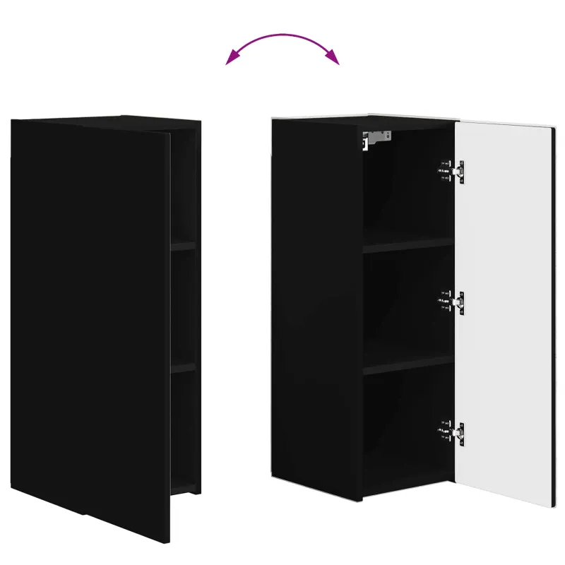 TV sieninio kabineto komplektas 4 pcs Juoda Apdirbta mediena