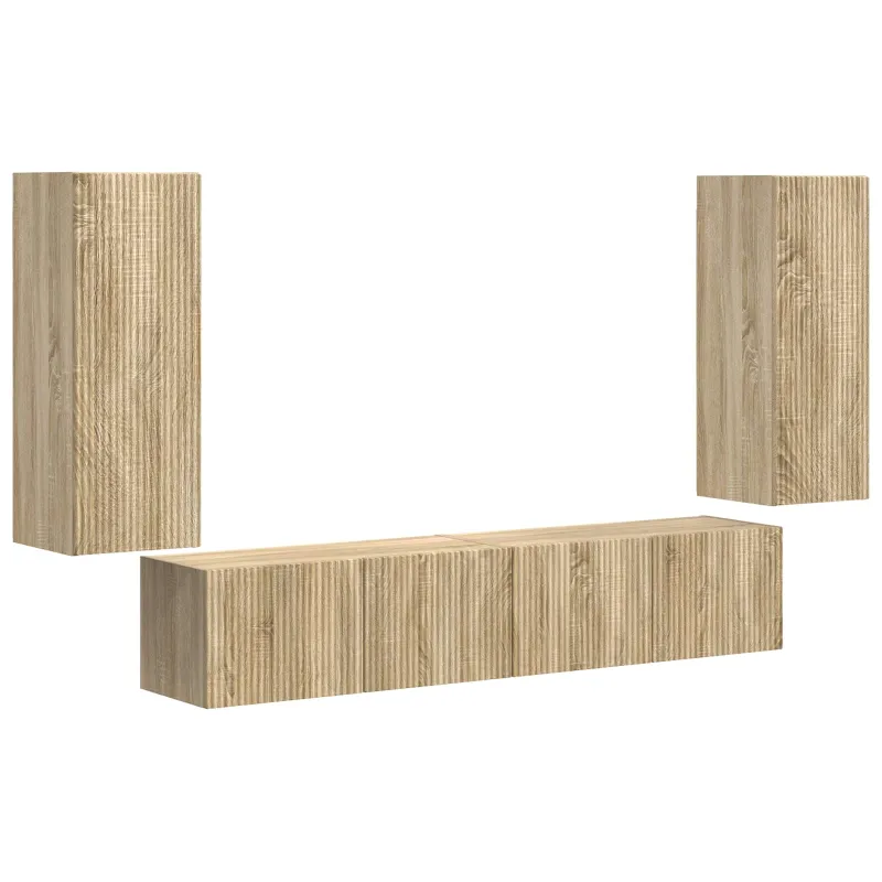 TV sieninio kabineto komplektas 4 pcs Sonoma ąžuolas