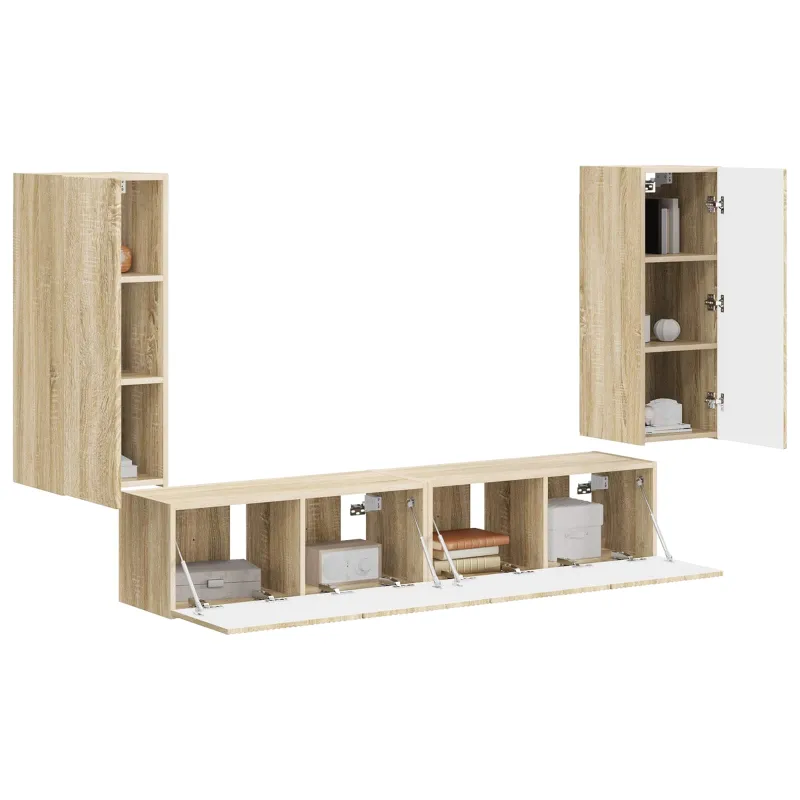 TV sieninio kabineto komplektas 4 pcs Sonoma ąžuolas