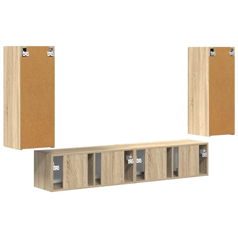TV sieninio kabineto komplektas 4 pcs Sonoma ąžuolas