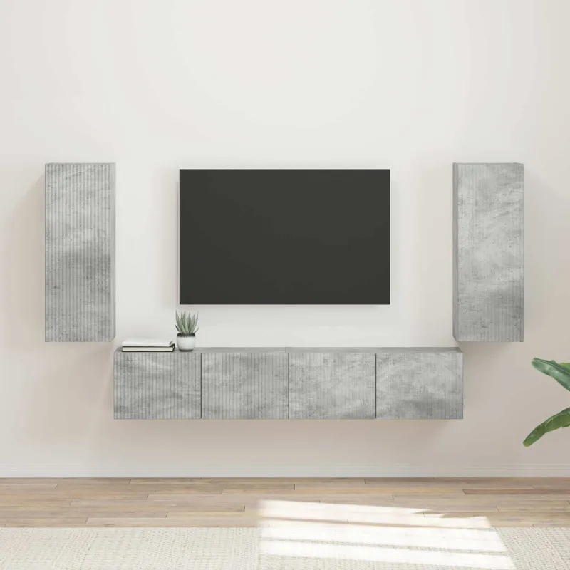 TV sieninio kabineto komplektas 4 pcs Betono pilka