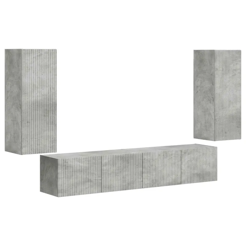 TV sieninio kabineto komplektas 4 pcs Betono pilka