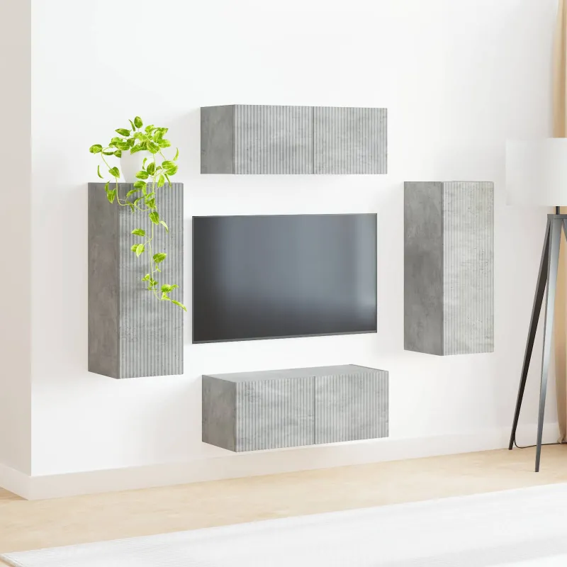 TV sieninio kabineto komplektas 4 pcs Betono pilka