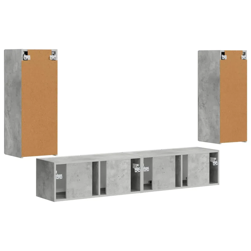 TV sieninio kabineto komplektas 4 pcs Betono pilka
