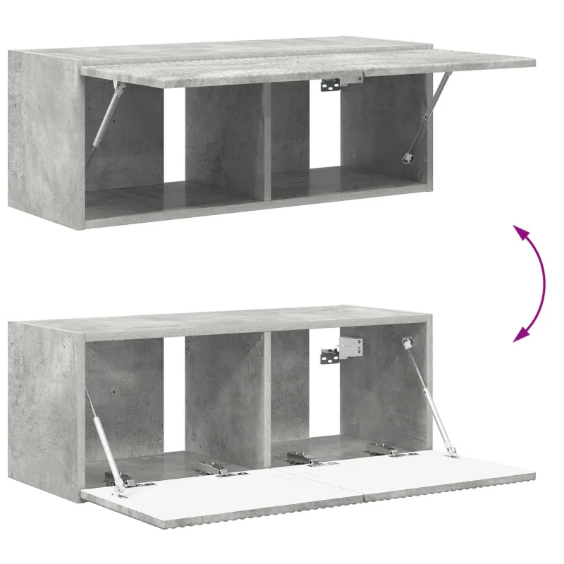 TV sieninio kabineto komplektas 4 pcs Betono pilka