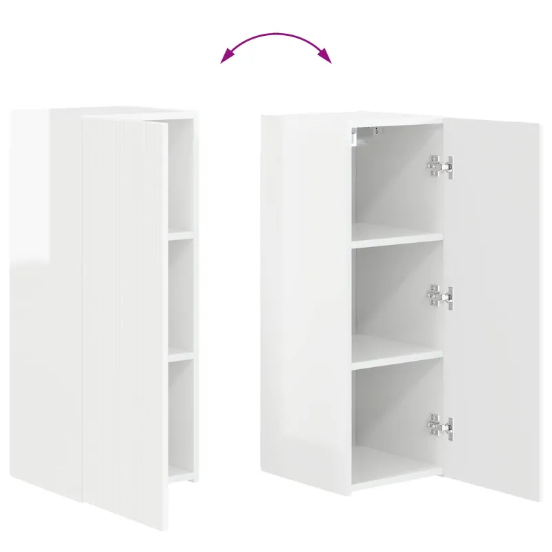 TV sieninio kabineto komplektas 4 pcs Aukštai blizganti balta
