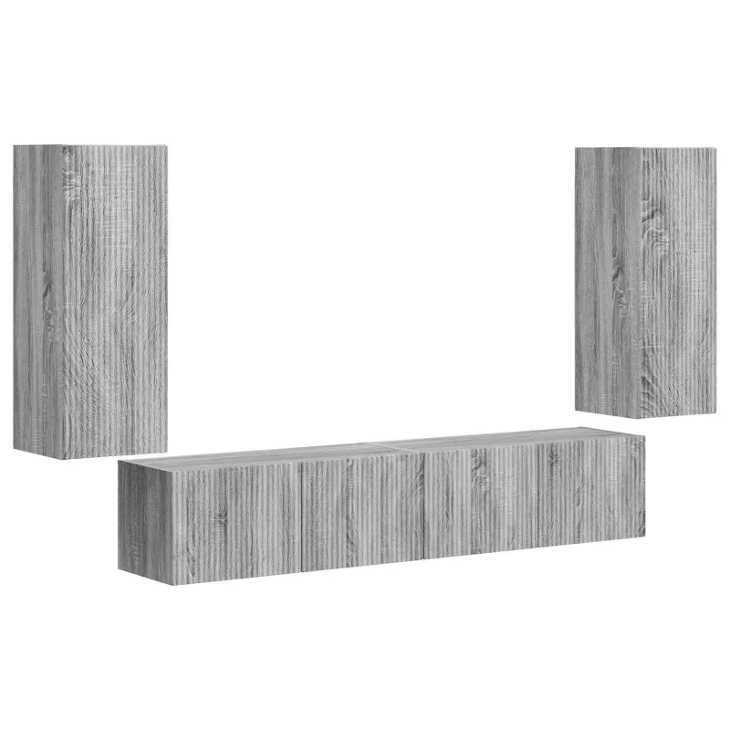 TV sieninio kabineto komplektas 4 pcs Pilkas Sonoma