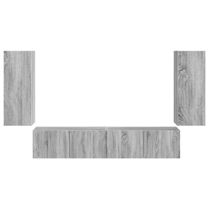TV sieninio kabineto komplektas 4 pcs Pilkas Sonoma