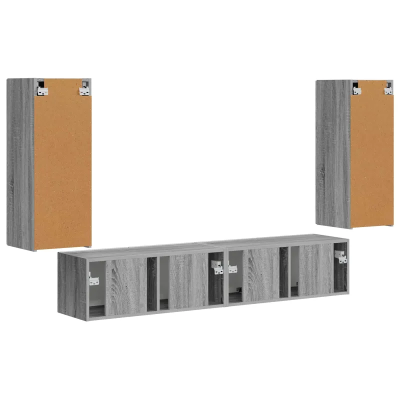 TV sieninio kabineto komplektas 4 pcs Pilkas Sonoma
