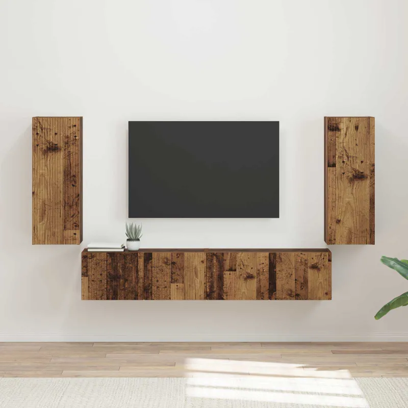 TV sieninio kabineto komplektas 4 pcs Senas medis