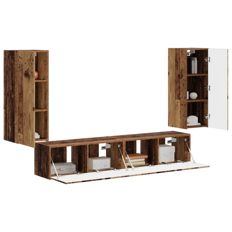 TV sieninio kabineto komplektas 4 pcs Senas medis