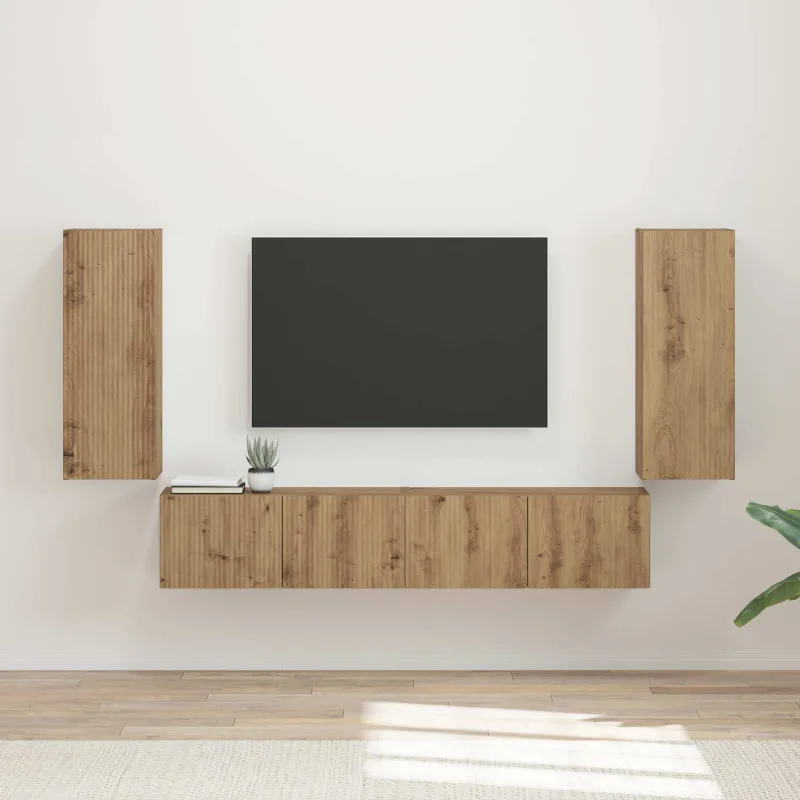 TV sieninio kabineto komplektas 4 pcs Amatininkų ąžuolas