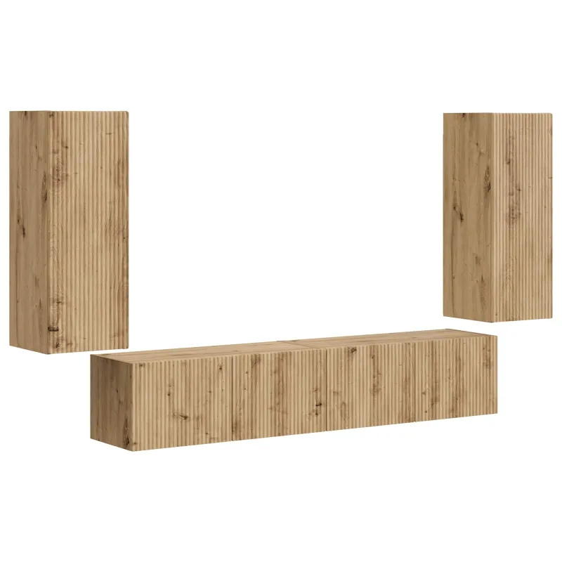 TV sieninio kabineto komplektas 4 pcs Amatininkų ąžuolas