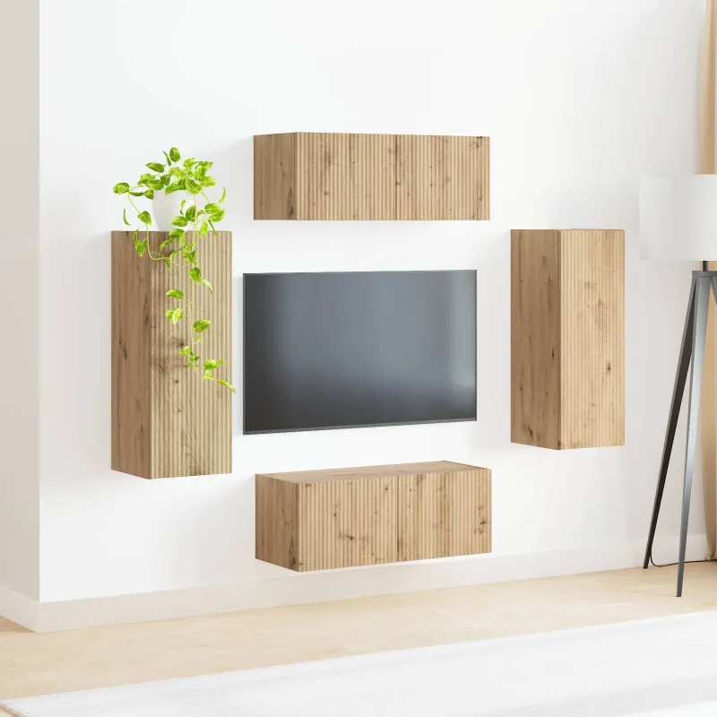 TV sieninio kabineto komplektas 4 pcs Amatininkų ąžuolas