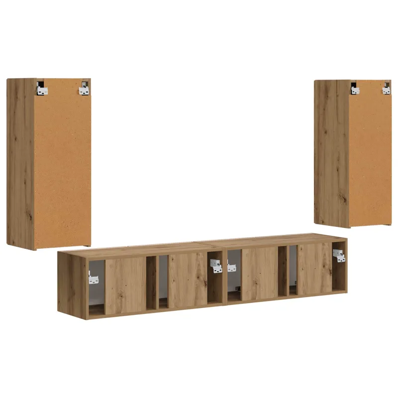 TV sieninio kabineto komplektas 4 pcs Amatininkų ąžuolas