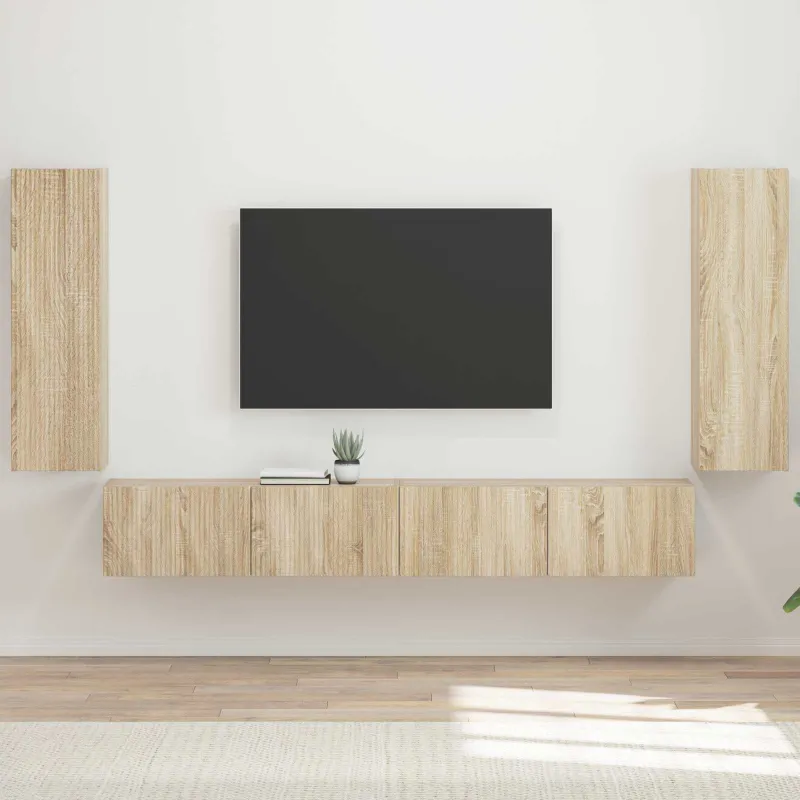 TV sieninio kabineto komplektas 4 pcs Sonoma ąžuolas