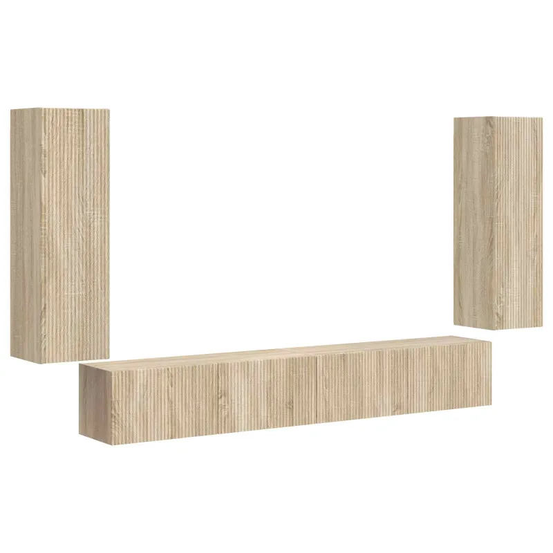 TV sieninio kabineto komplektas 4 pcs Sonoma ąžuolas