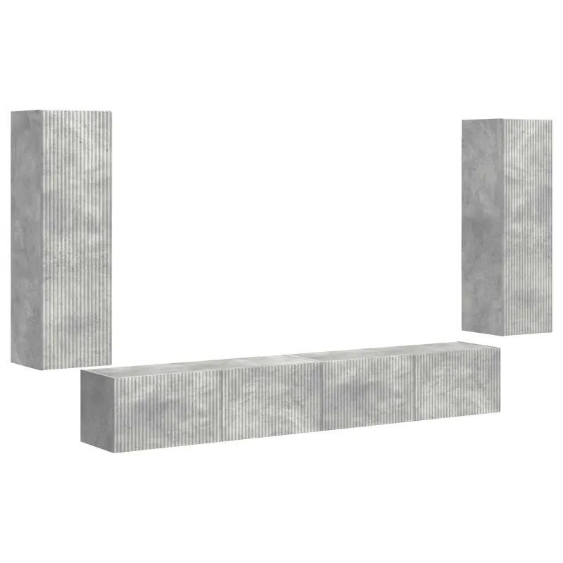 TV sieninio kabineto komplektas 4 pcs Betono pilka