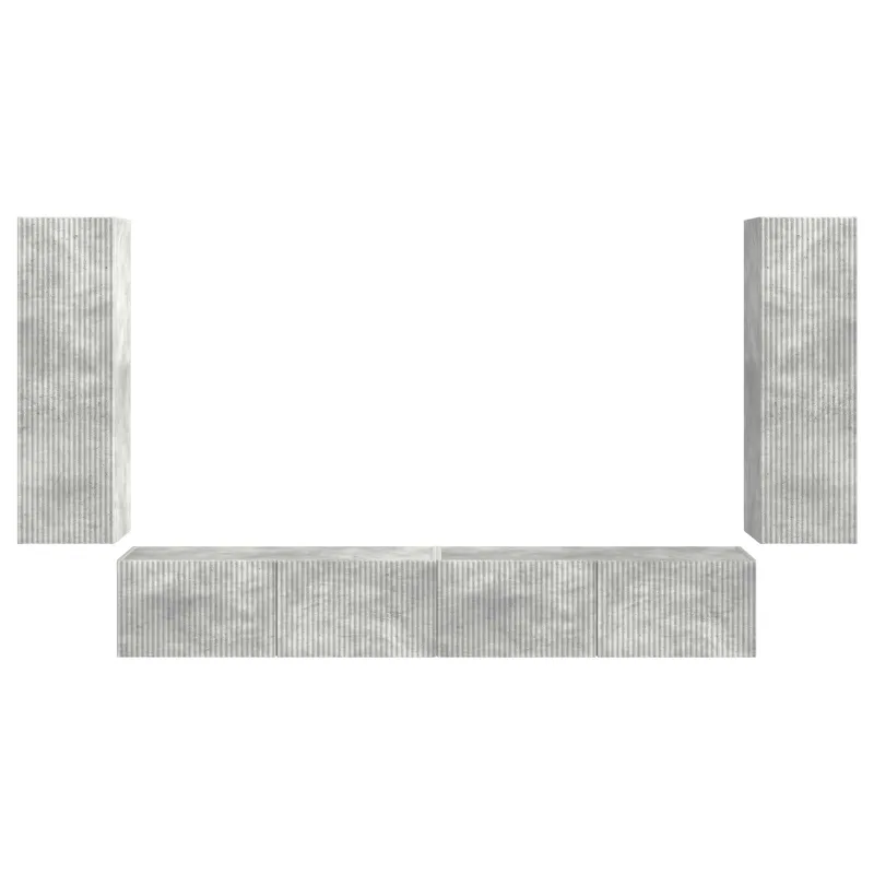 TV sieninio kabineto komplektas 4 pcs Betono pilka