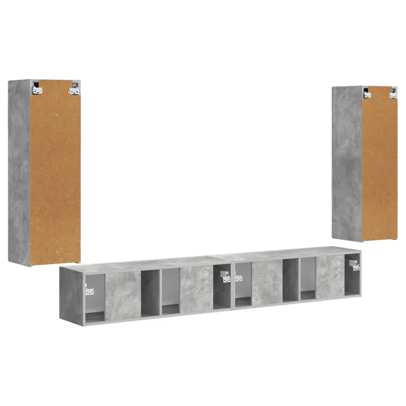 TV sieninio kabineto komplektas 4 pcs Betono pilka