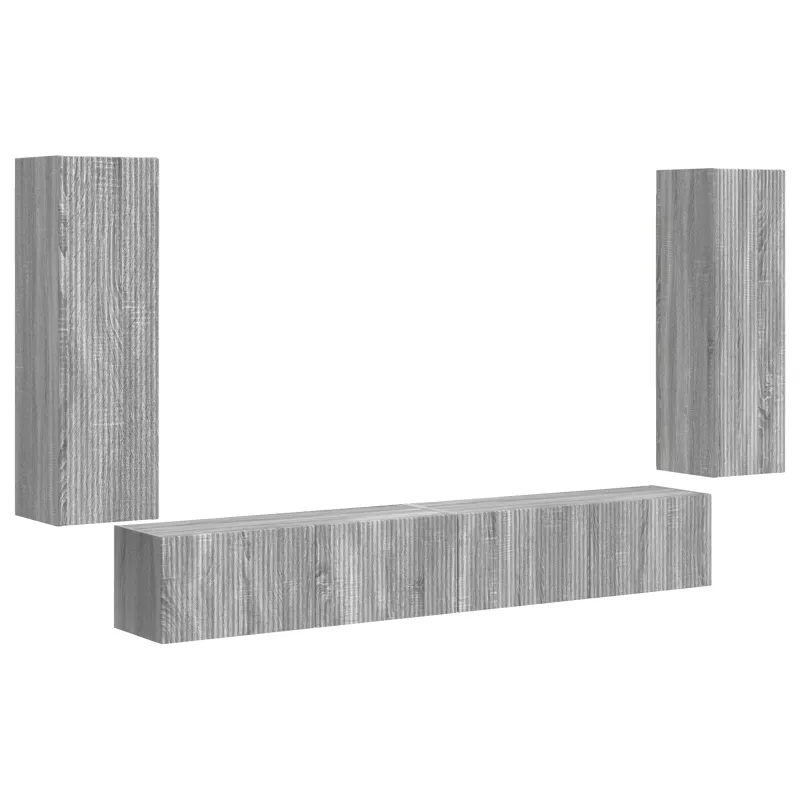 TV sieninio kabineto komplektas 4 pcs Pilkas Sonoma
