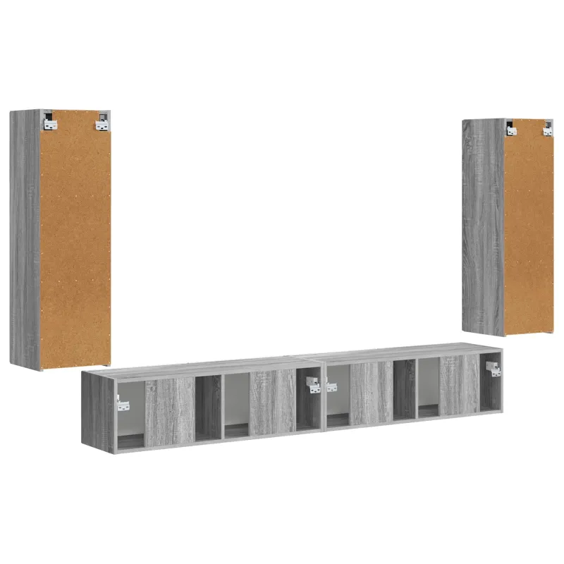 TV sieninio kabineto komplektas 4 pcs Pilkas Sonoma
