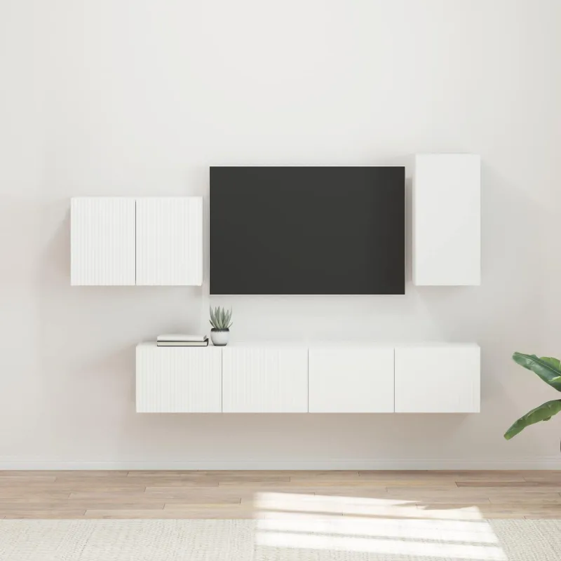 TV sieninio kabineto komplektas 4 pcs Balta Apdirbta mediena