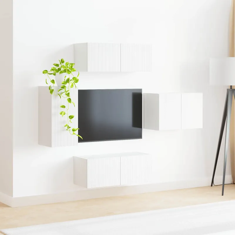TV sieninio kabineto komplektas 4 pcs Balta Apdirbta mediena