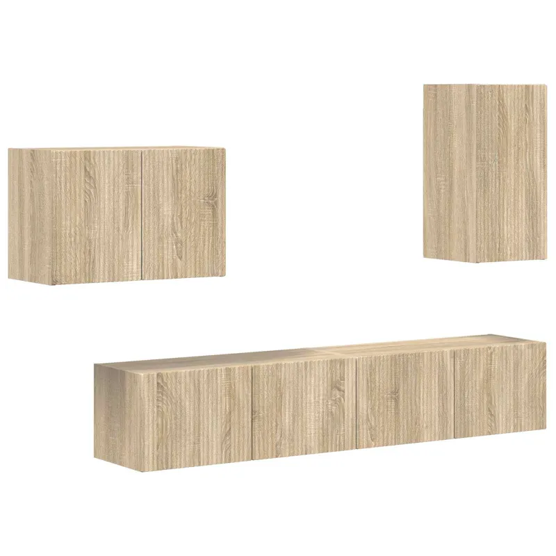 TV sieninio kabineto komplektas 4 pcs Sonoma ąžuolas