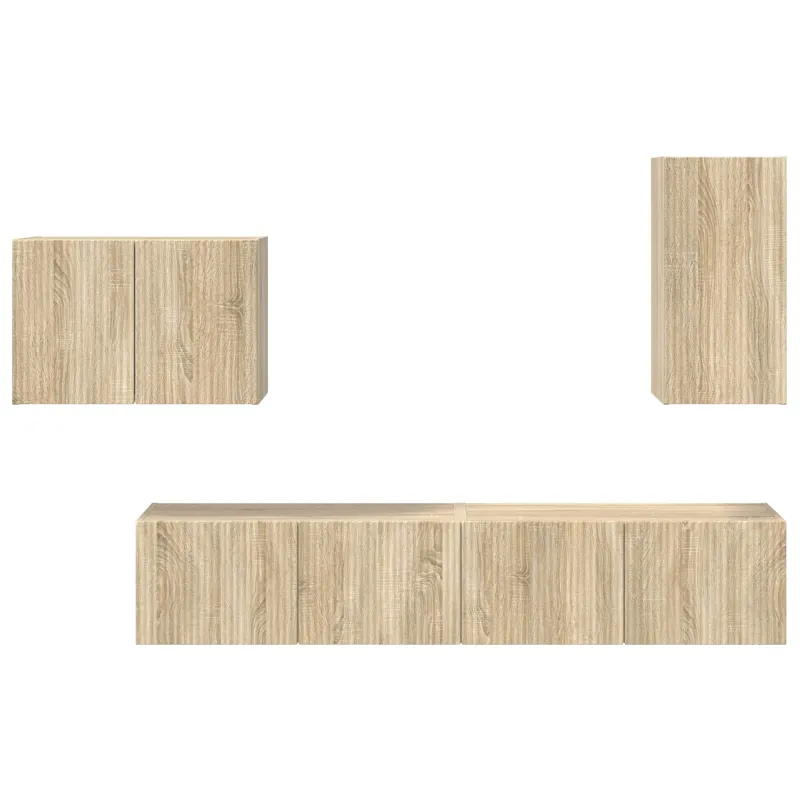 TV sieninio kabineto komplektas 4 pcs Sonoma ąžuolas