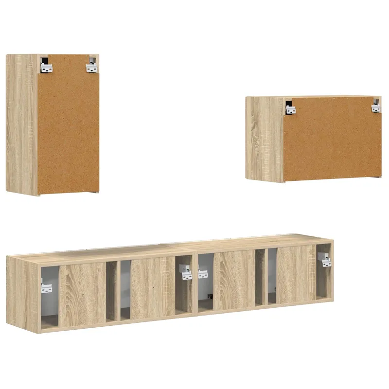 TV sieninio kabineto komplektas 4 pcs Sonoma ąžuolas