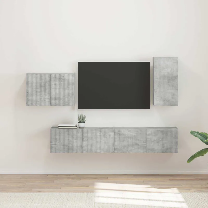 TV sieninio kabineto komplektas 4 pcs Betono pilka