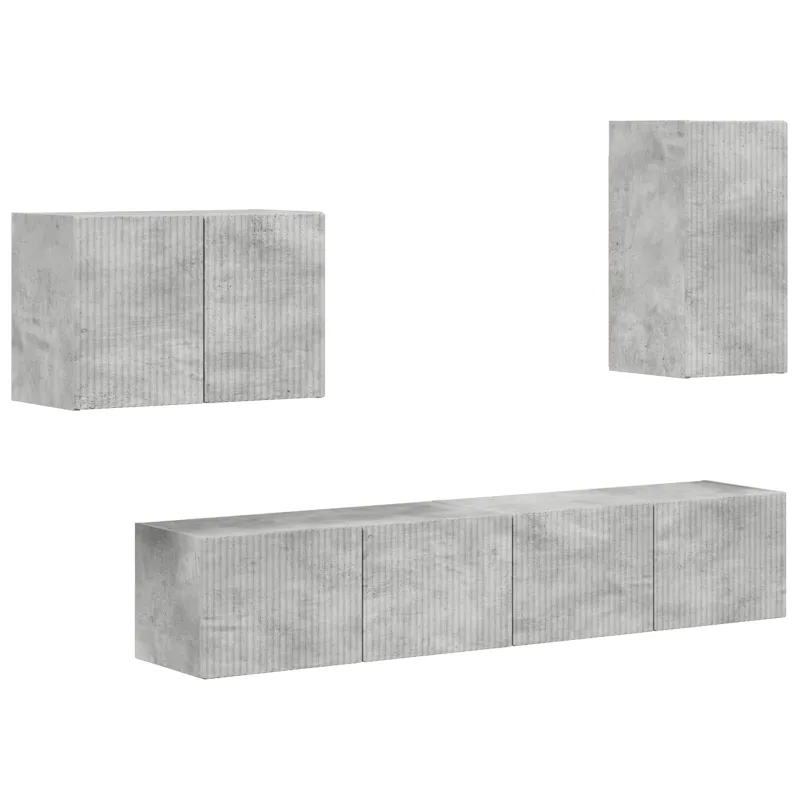 TV sieninio kabineto komplektas 4 pcs Betono pilka