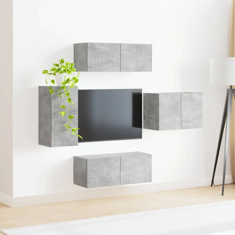 TV sieninio kabineto komplektas 4 pcs Betono pilka