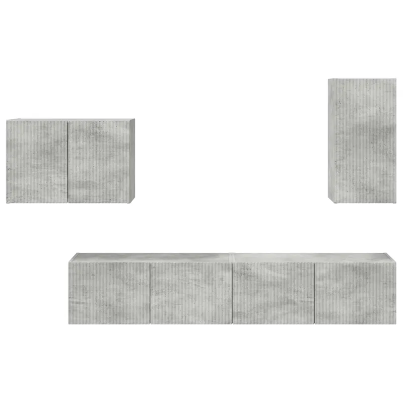TV sieninio kabineto komplektas 4 pcs Betono pilka