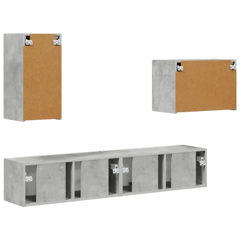 TV sieninio kabineto komplektas 4 pcs Betono pilka