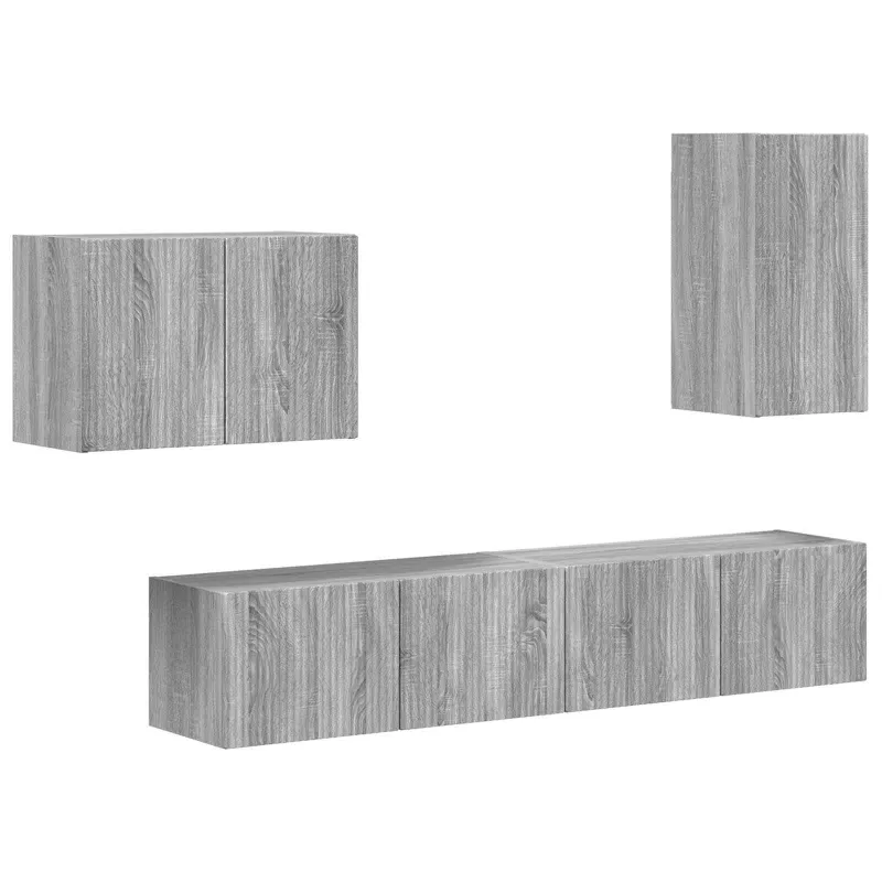 TV sieninio kabineto komplektas 4 pcs Pilkas Sonoma