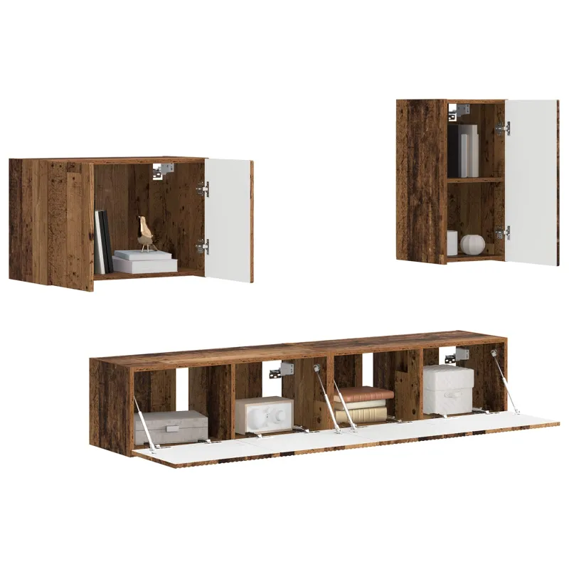 TV sieninio kabineto komplektas 4 pcs Senas medis
