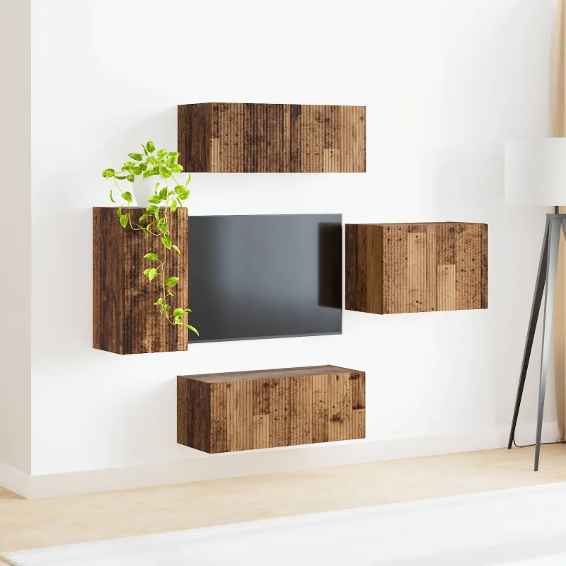 TV sieninio kabineto komplektas 4 pcs Senas medis