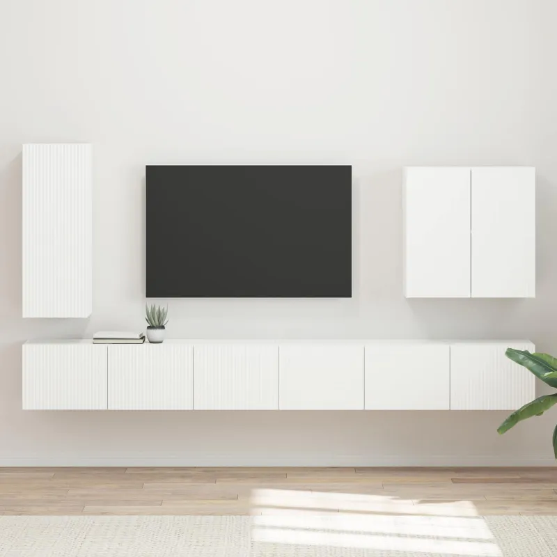TV sieninio kabineto komplektas 6 pcs Balta