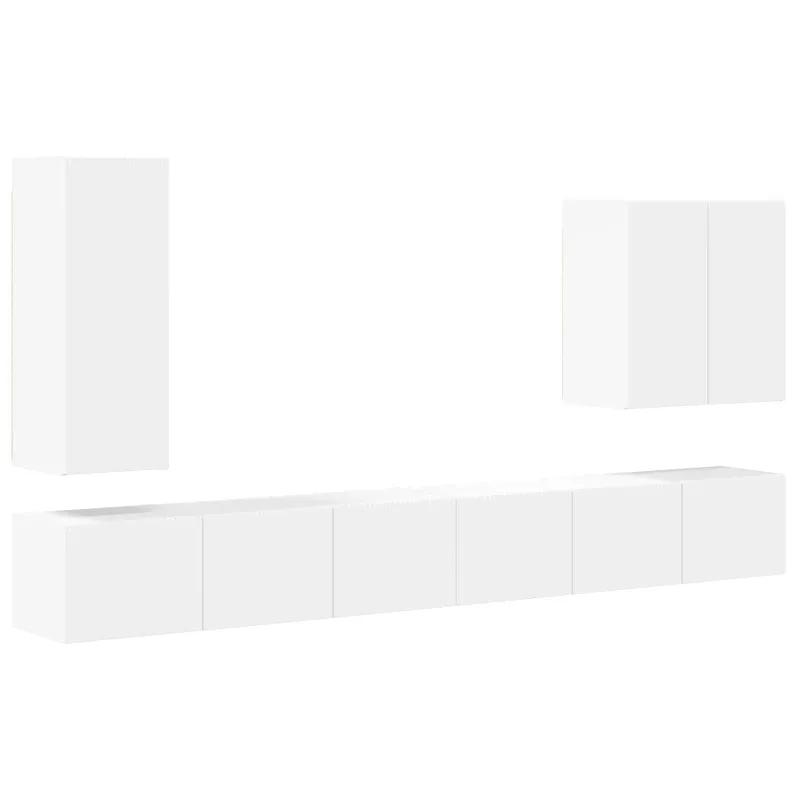 TV sieninio kabineto komplektas 6 pcs Balta
