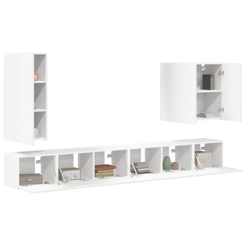 TV sieninio kabineto komplektas 6 pcs Balta