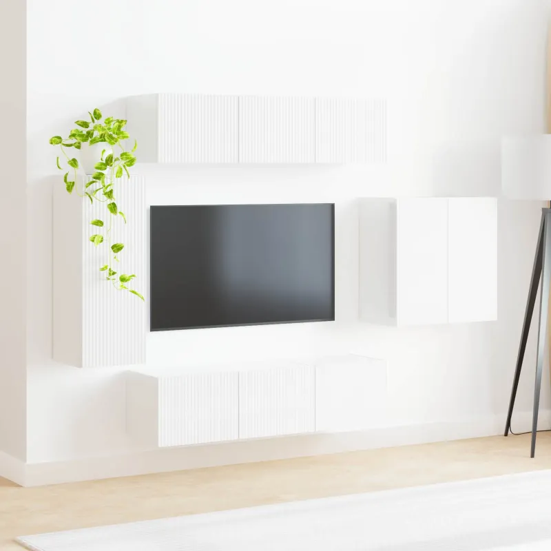 TV sieninio kabineto komplektas 6 pcs Balta
