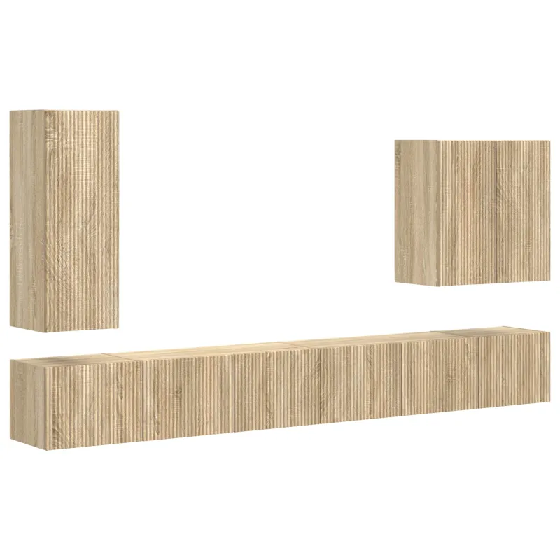 TV sieninio kabineto komplektas 6 pcs Sonoma ąžuolas