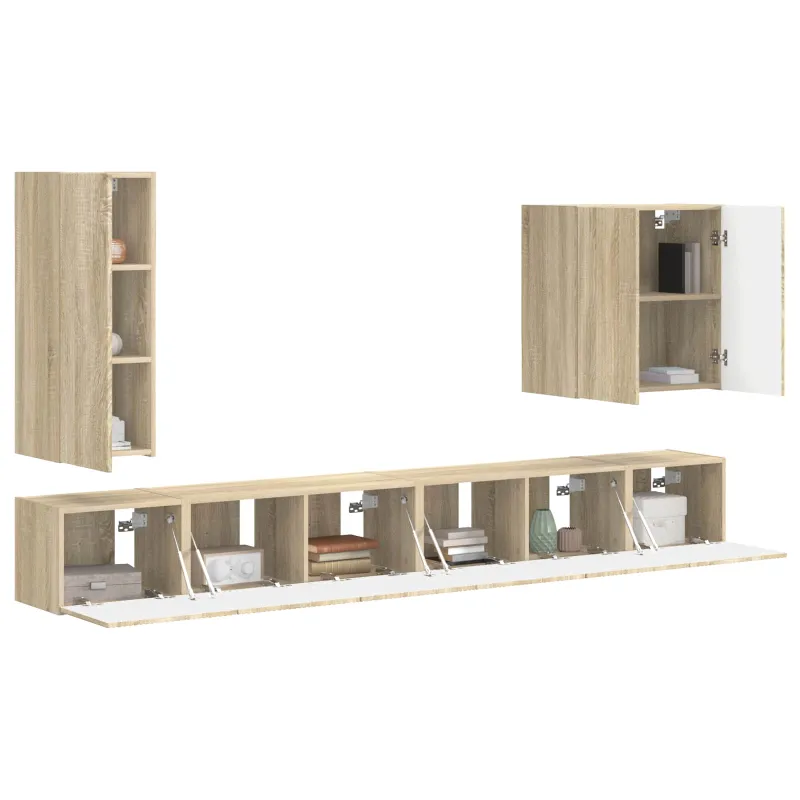 TV sieninio kabineto komplektas 6 pcs Sonoma ąžuolas