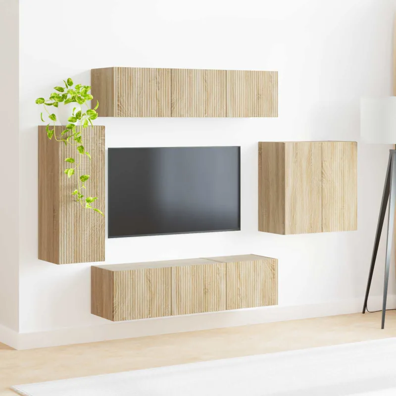 TV sieninio kabineto komplektas 6 pcs Sonoma ąžuolas