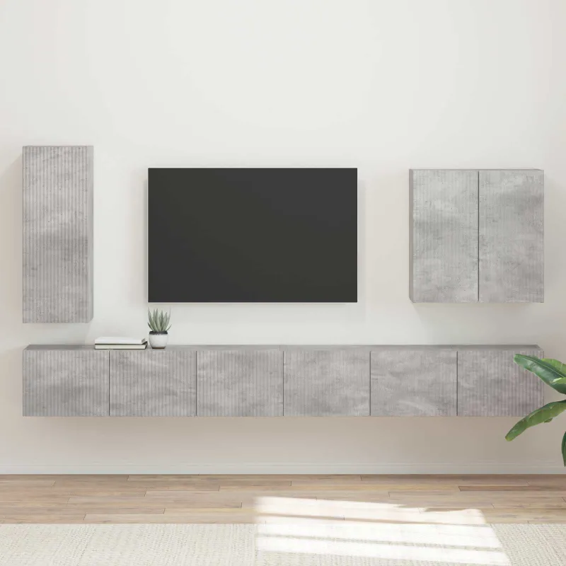TV sieninio kabineto komplektas 6 pcs Betono pilka