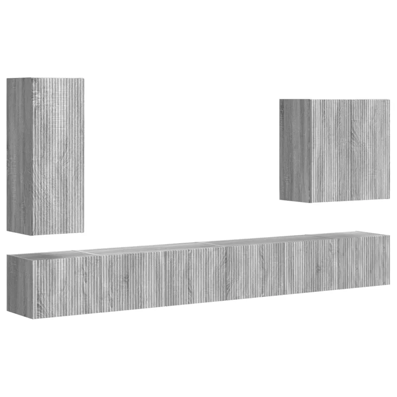 TV sieninio kabineto komplektas 6 pcs Pilkas Sonoma