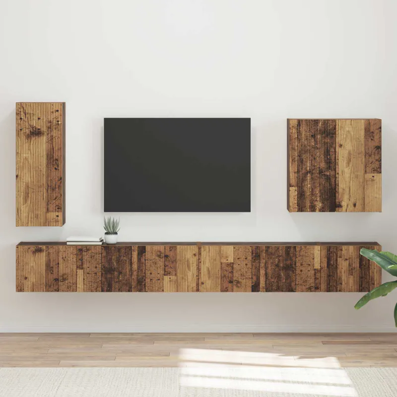 TV sieninio kabineto komplektas 6 pcs Senovinis medis